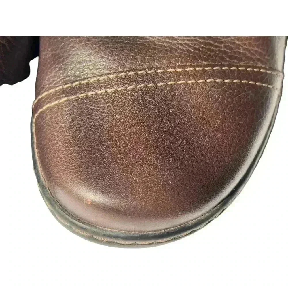 CLARKS - WOMENS CORA POPPY SHOES•BROWN GENUINE LEATHER FLATS•SIZE 61/2•